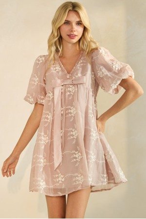 VD72323<br/>Front Ribbon Ditsy Floral Dress