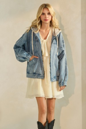VJ72447<br/>hooded zip denim jacket