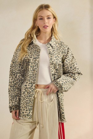 VJ72449<br/>Pocket Contrast Printed Denim Jacket