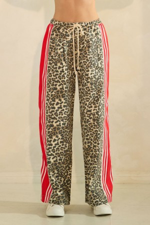 VP72411<br/>Leopard Sport Striped Wide Legged Pants
