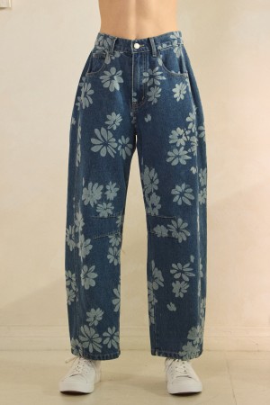 VP72413<br/>FLORAL DENIM PANTS