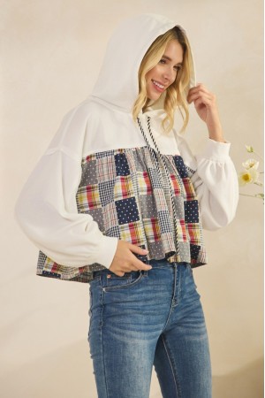 VT72502<br/>CONTRAST CROPPED HOODIE